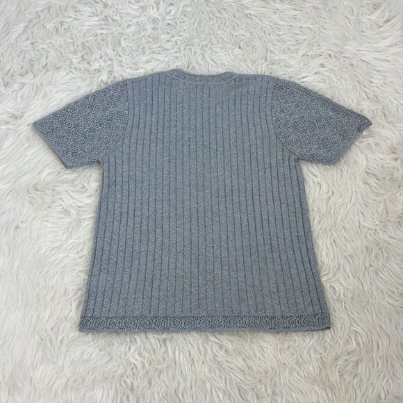 Alfred Dunner Vintage 90s Knit Grey Sliver Metallic Sweater Short Sleeve Shirt - Picture 2 of 9